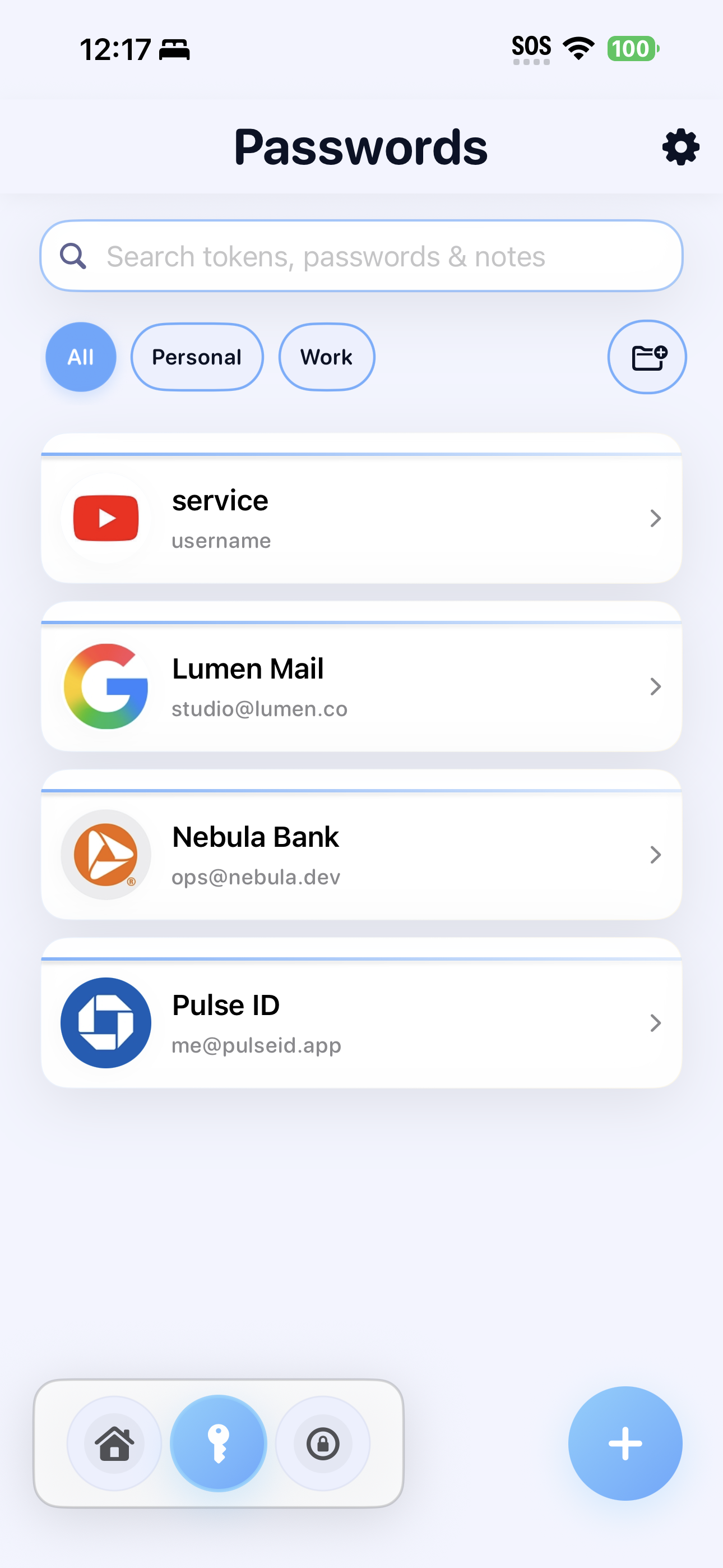 Authenticator screen
