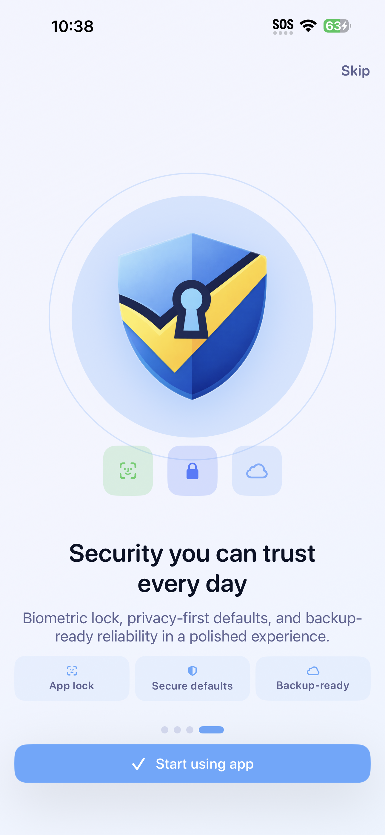 Private codes screen